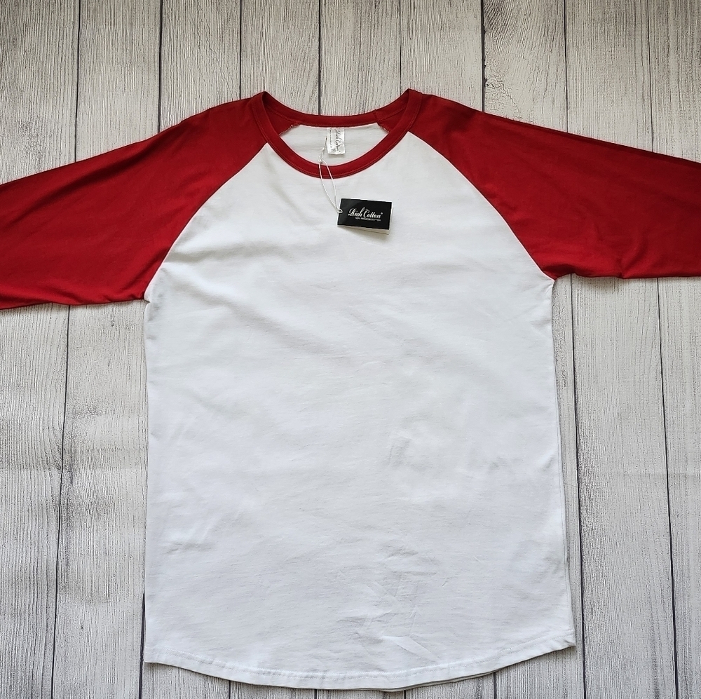 Red and White Men's Raglan Top Size 2XL - Picture 4 of 9